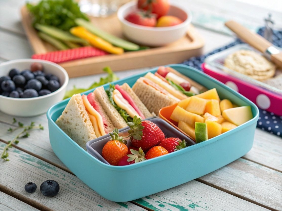 close up of colorful kid approved bento lunch box 1
