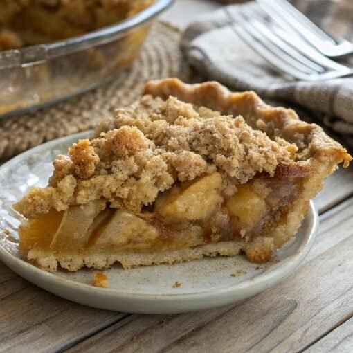 ultra zoom close up of a dutch apple pie with crum edited