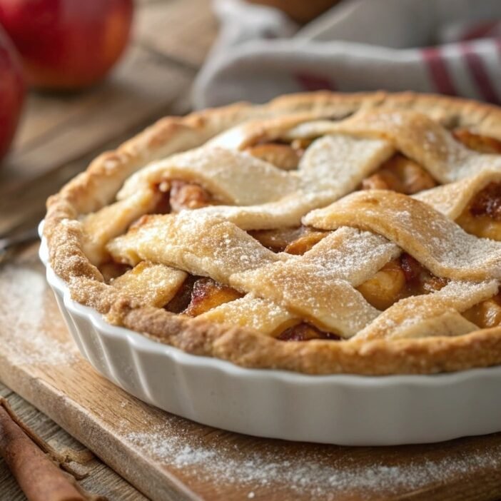 ultra zoom close up of a freshly baked apple pie w edited