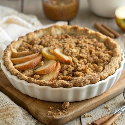 ultra zoom close up of a freshly baked dutch apple 1 edited