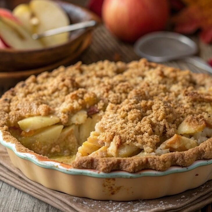 ultra zoom close up of a freshly baked dutch apple edited