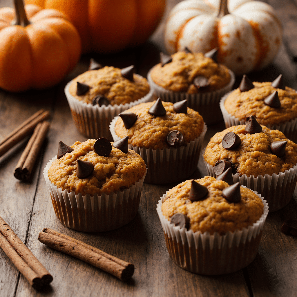 ultra zoom close up of freshly baked pumpkin chocolate chip muffins golden brown with melted chocol n4dvt7j4d3szanph52by 0