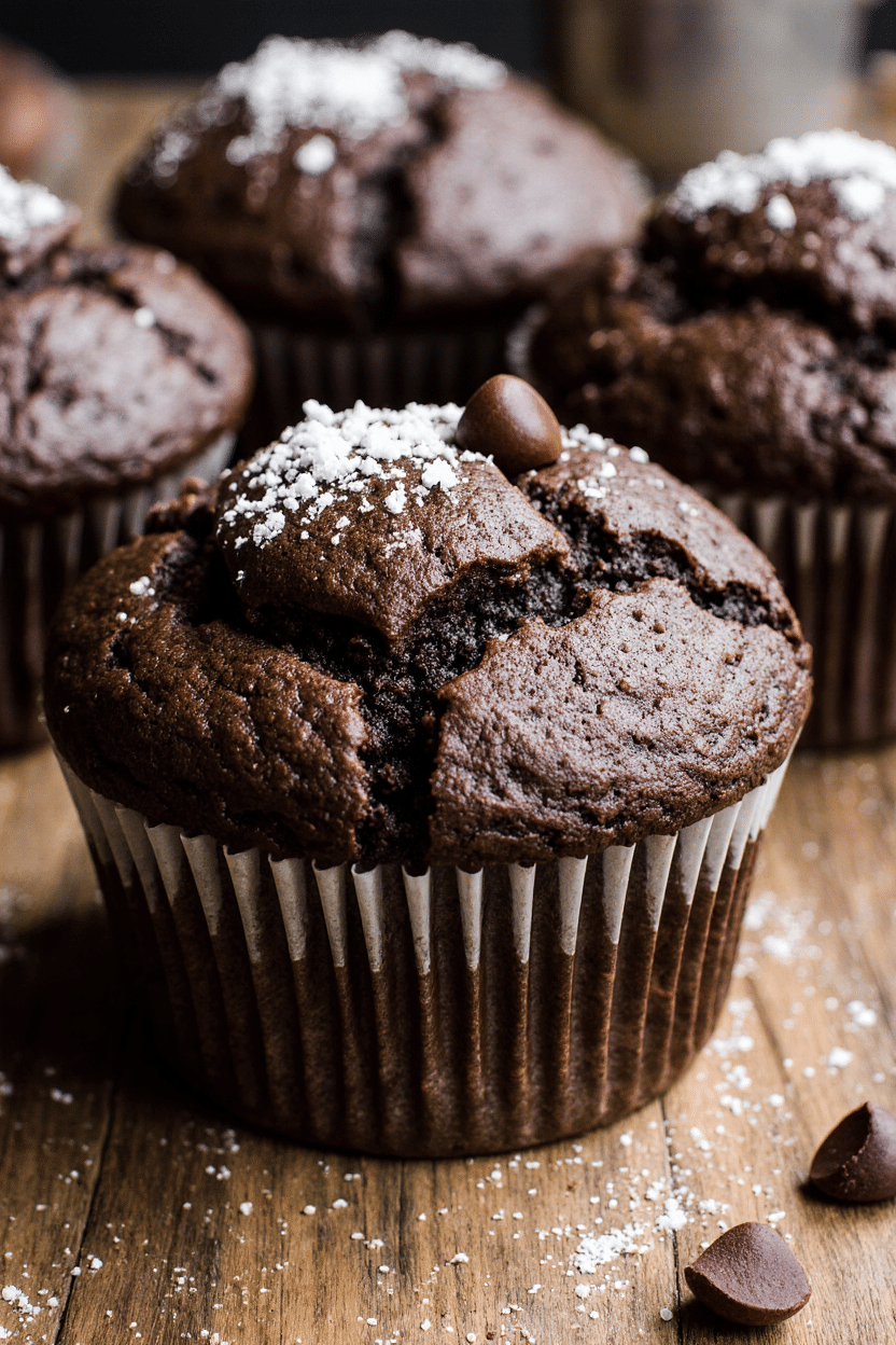 ultra zoom close up of super moist chocolate muffins cracked domed tops with melted chocolate chips vw71qs3naevkug3d8gu6 0