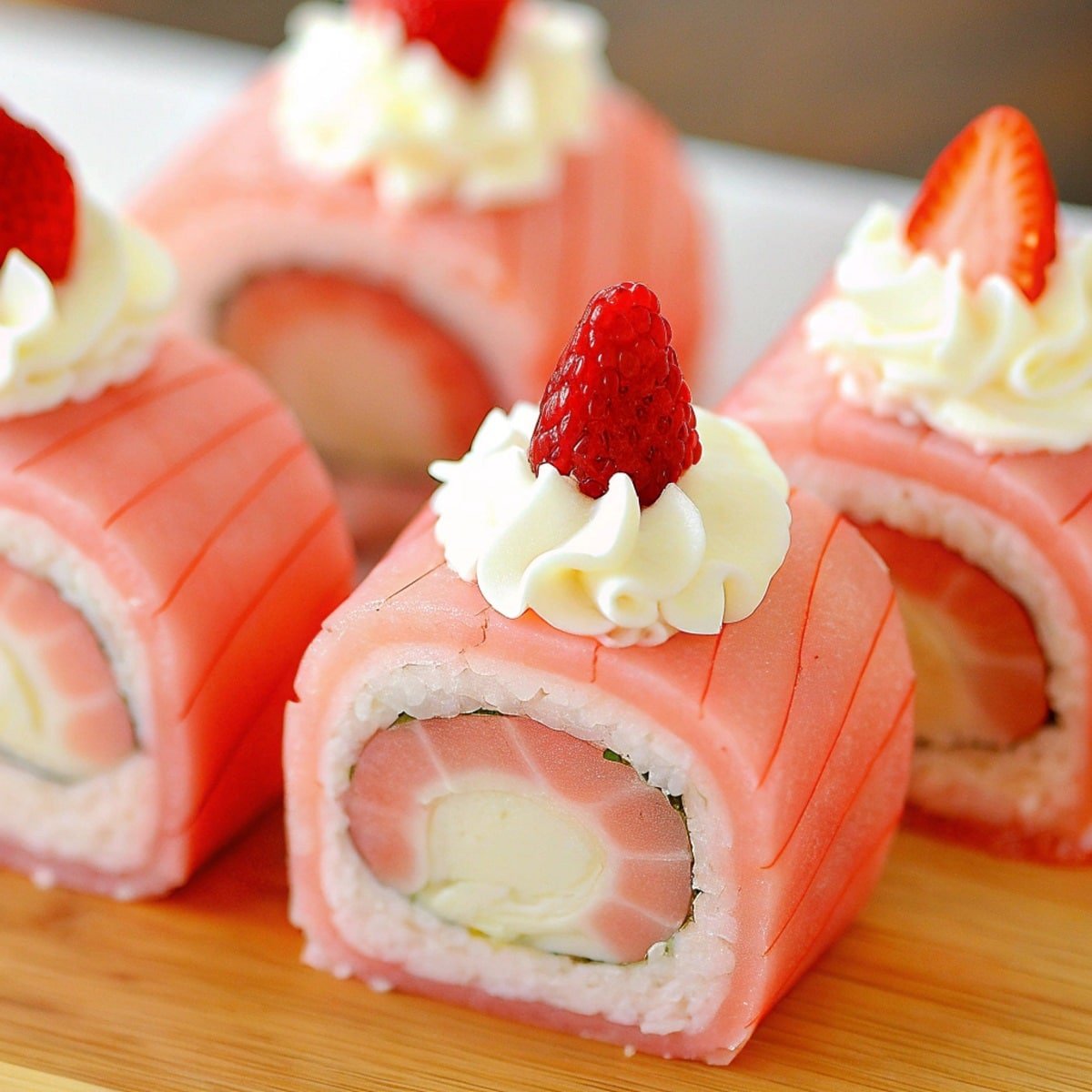 creative cute strawberry shortcake sushi roll de