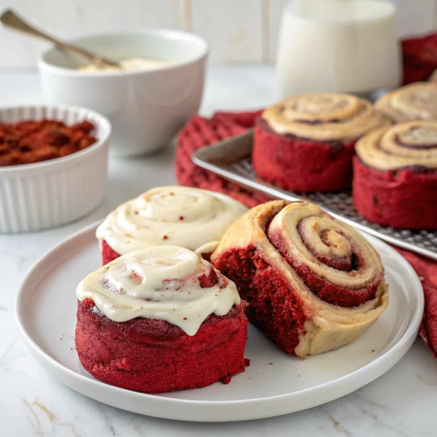 heavenly red velvet cinnamon rolls