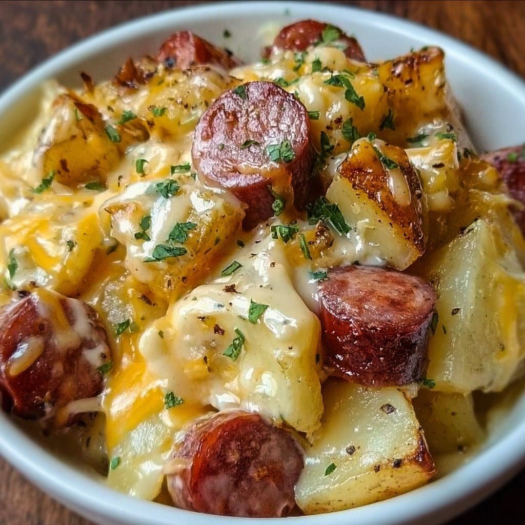 Cheesy Ranch Potatoes and Smoked Sausage
