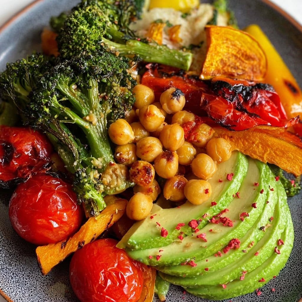 Easy grilled Vegetable salad. Chickpea, broccoli, confit tomatoes, pumpkin and, avocado - Amazing!!!