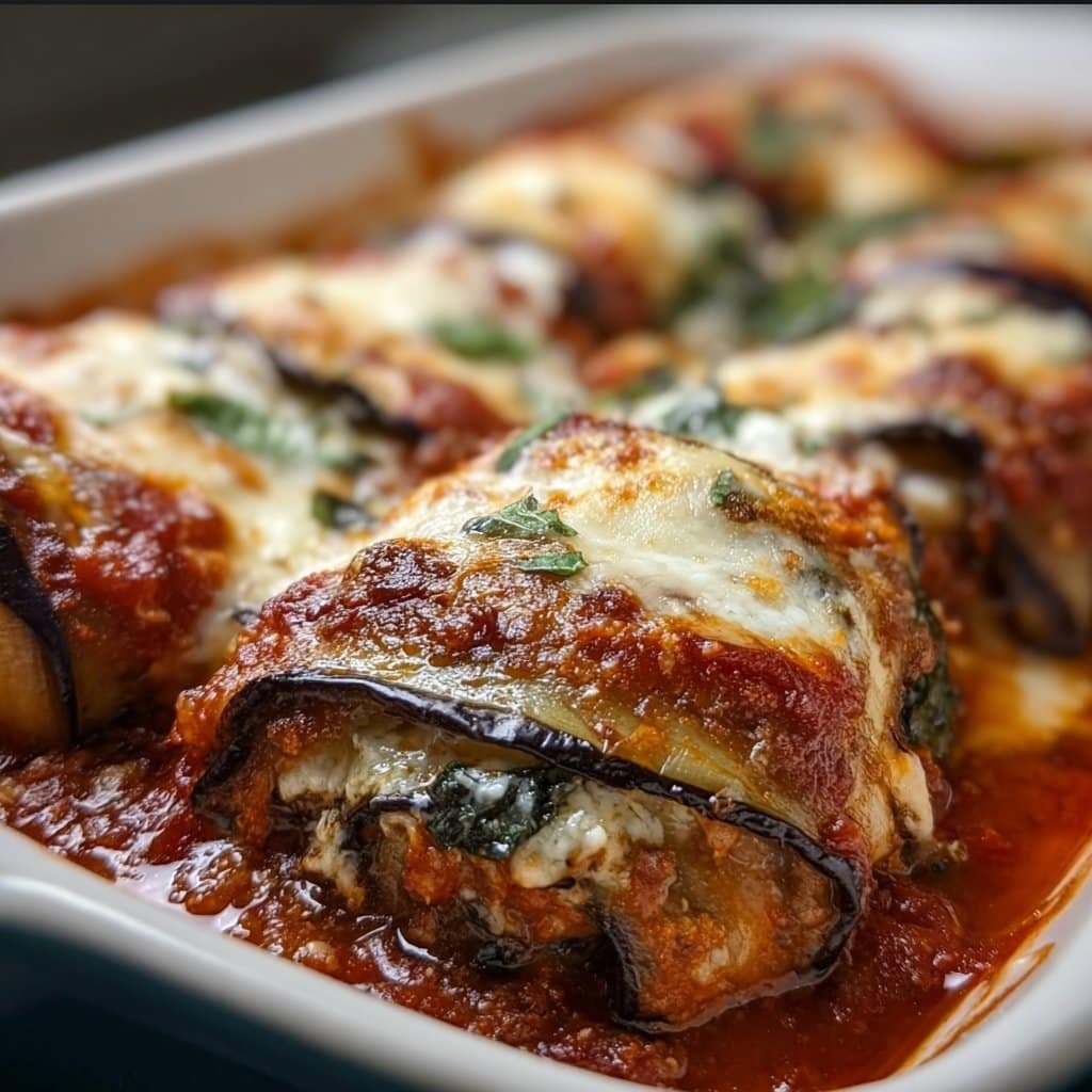 Fluffy Eggplant Rollatini Bake