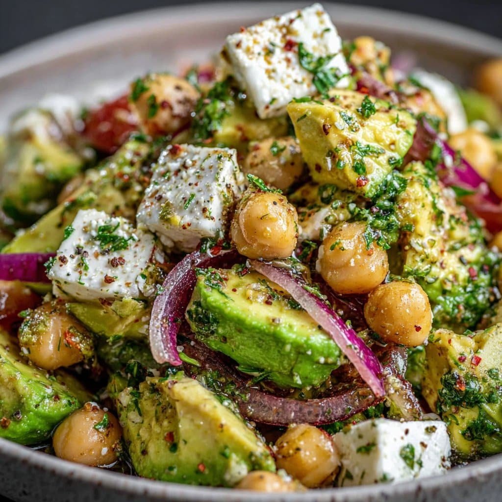 Chickpea Feta Avocado Salad