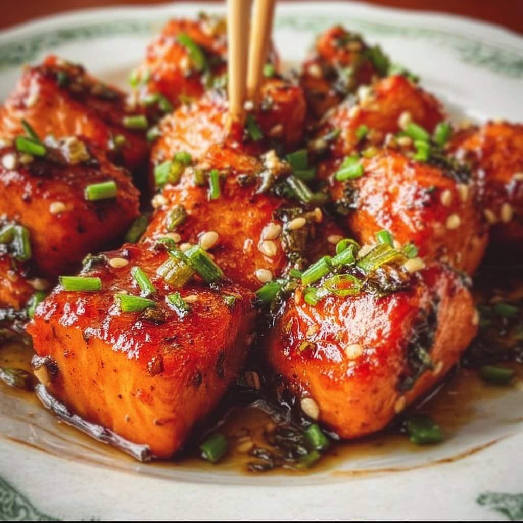 Honey Garlic Salmon Bites