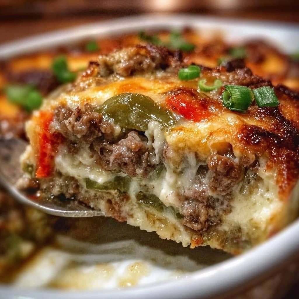 Low Carb Philly Cheesesteak Casserole