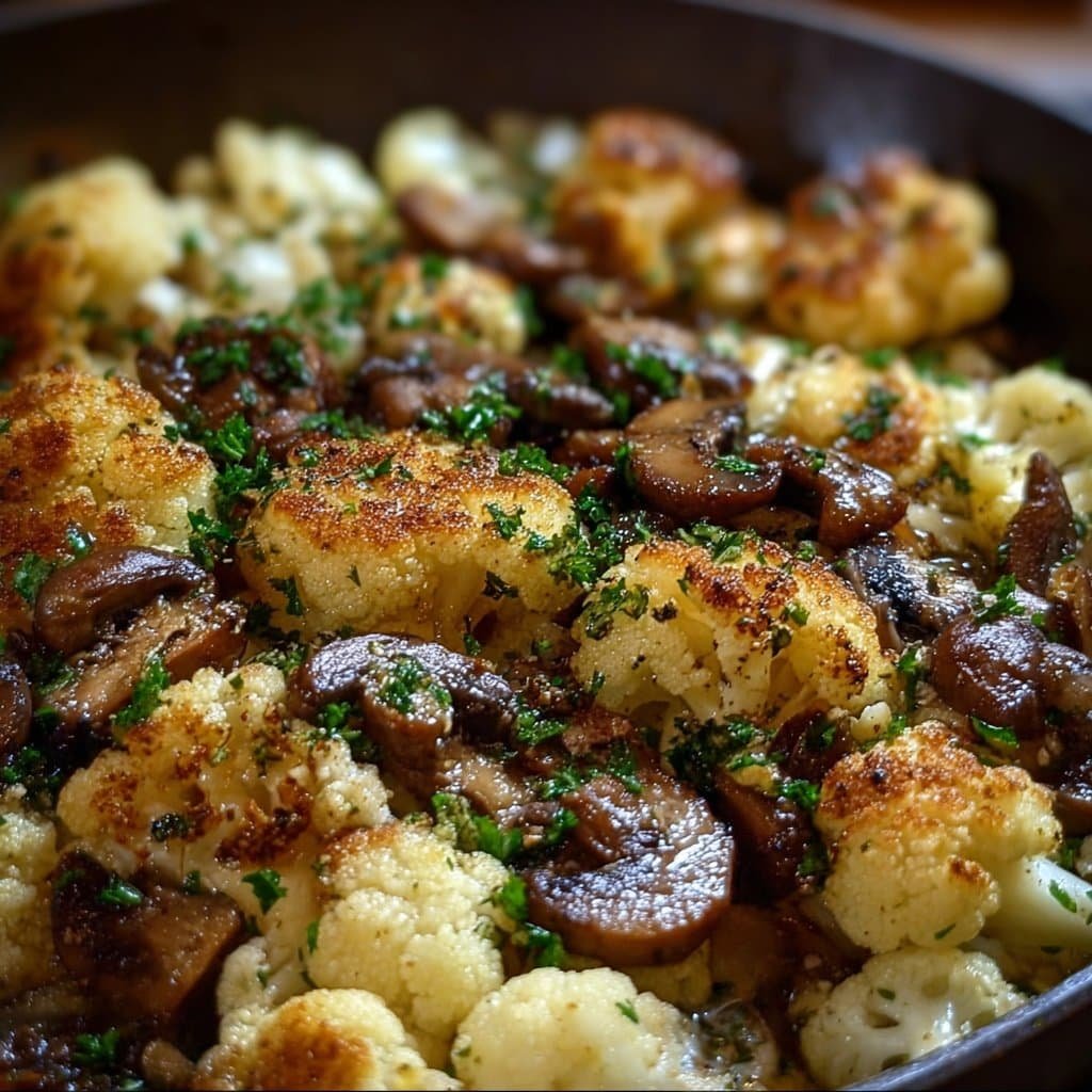 Garlic Cauliflower Mushroom Skillet