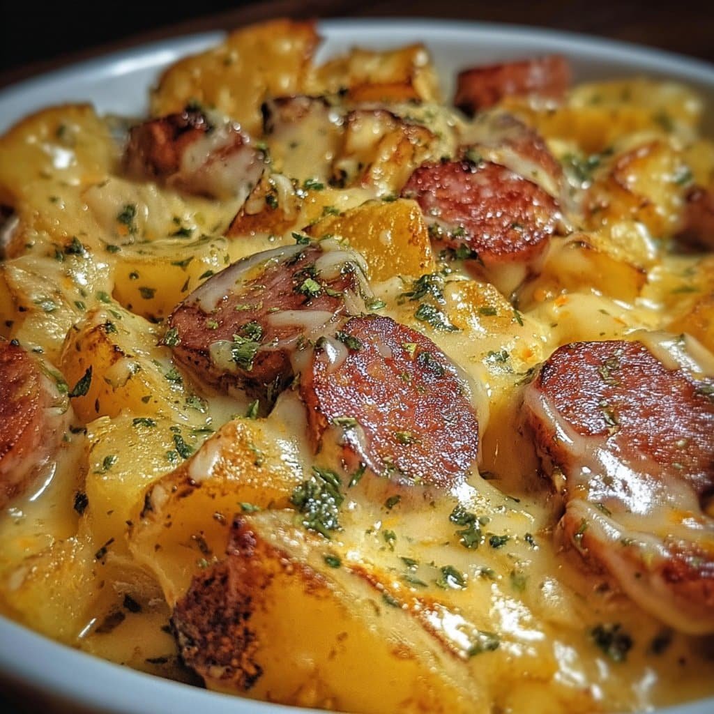 Cheesy Ranch Potatoes and Smoked Sausage