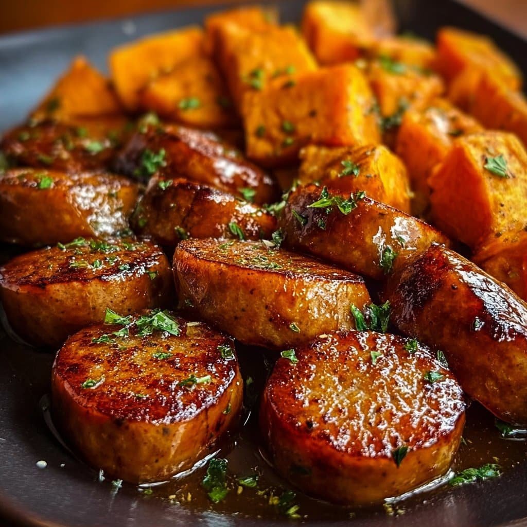 Honey Garlic Sausage with Sweet Potatoes