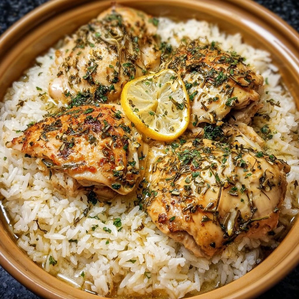 Slow Cooker Lemon Herb Chicken with Fluffy Rice