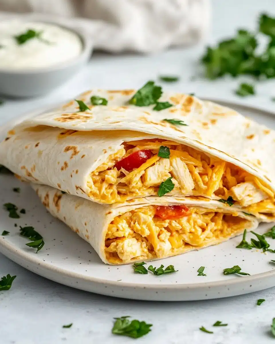 Cheesy Garlic Chicken Wraps