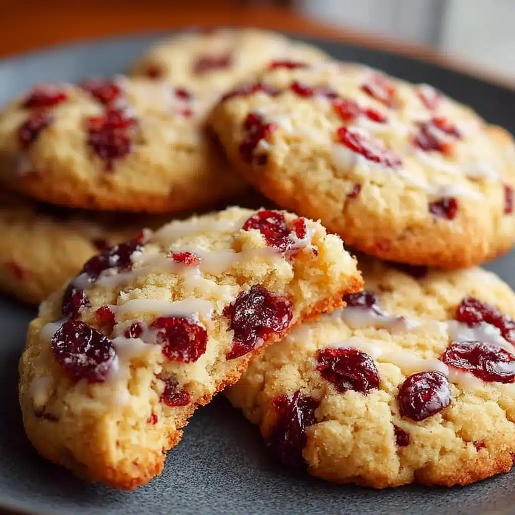 Chewy Christmas Cranberry Orange Cookies on a festive plate