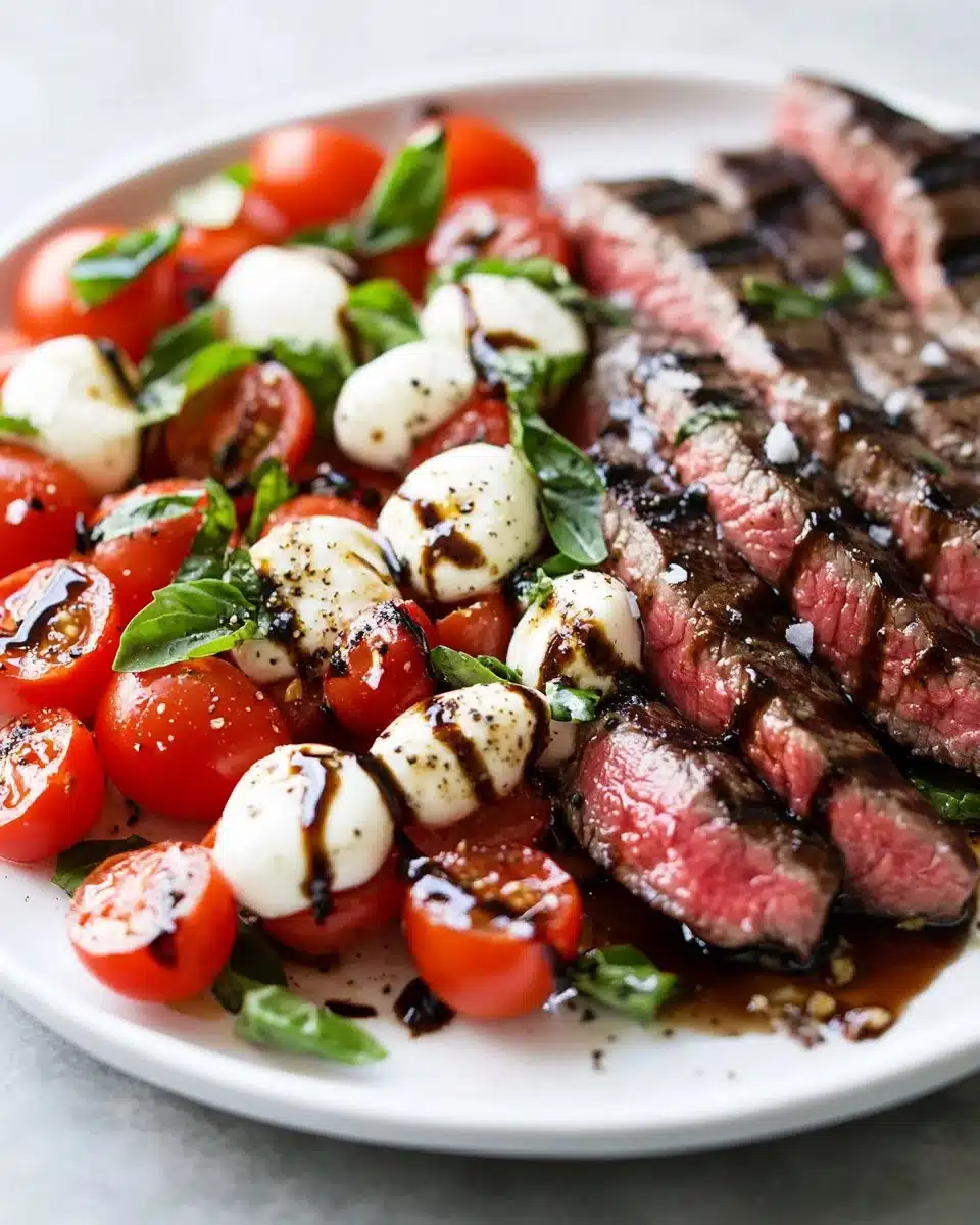 Grilled Flank Steak Caprese with Balsamic Dressing