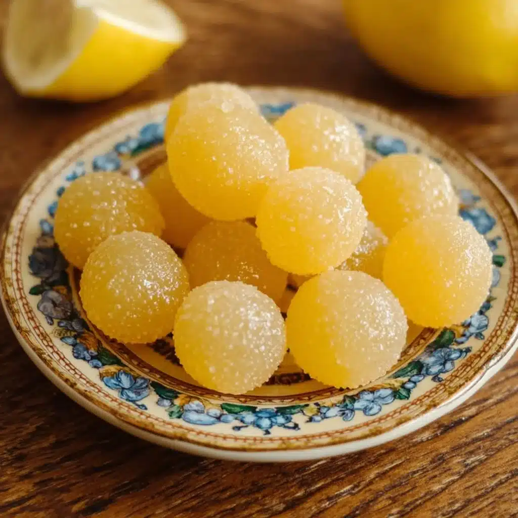 Homemade lemon drops recipe with fresh lemons and sugar.