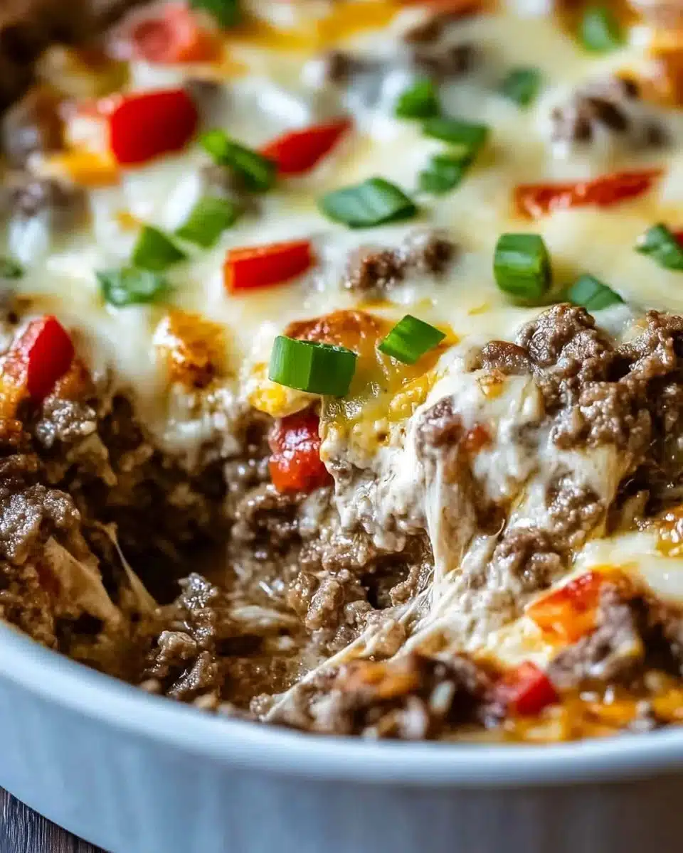 Low Carb Philly Cheesesteak Casserole