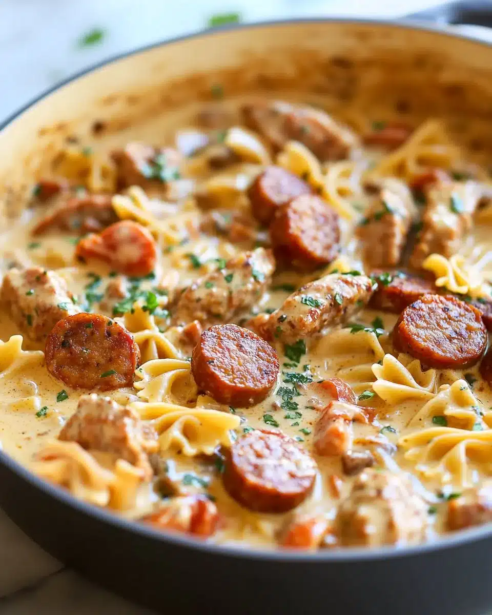 One Pot Creamy Cajun Sausage Pasta