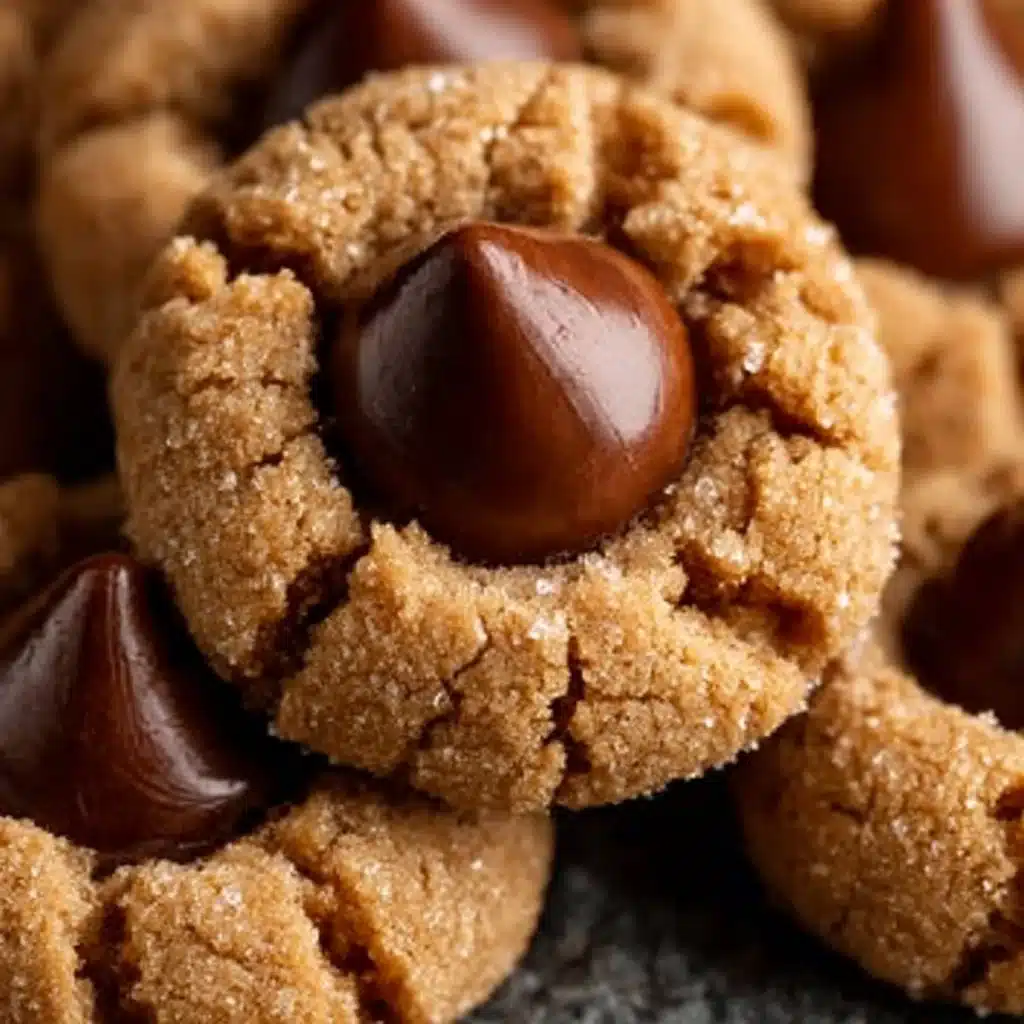 Delicious homemade Peanut Butter Blossoms cookies with chocolate kisses