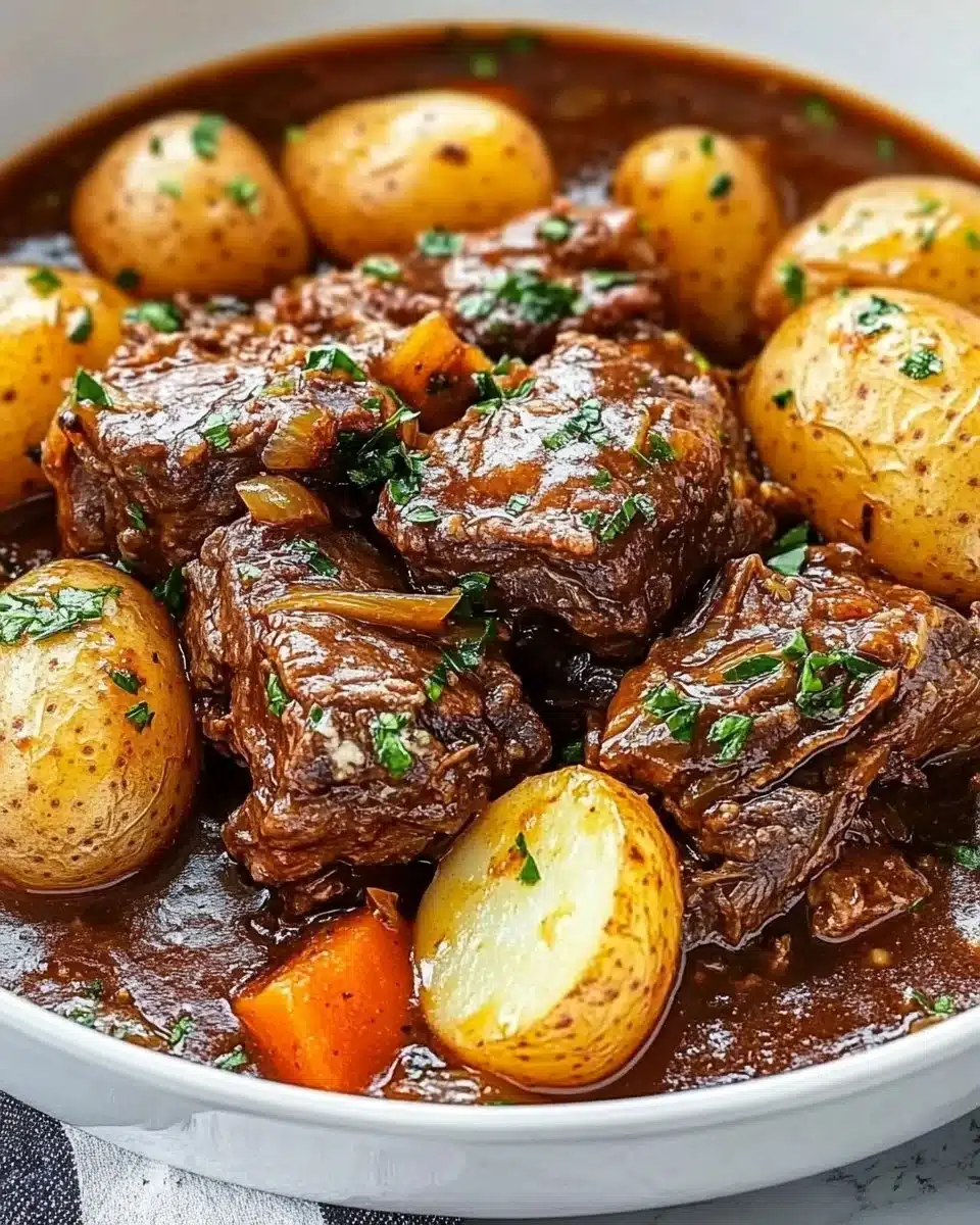 Slow Cooker Garlic Butter Beef with Potatoes