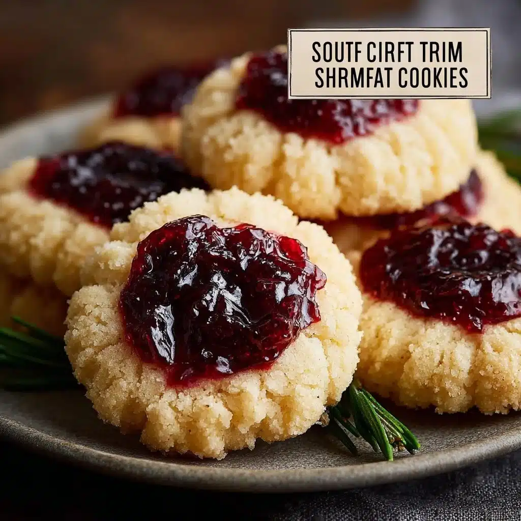 Soft Christmas thumbprint cookies with colorful jam filling on a plate