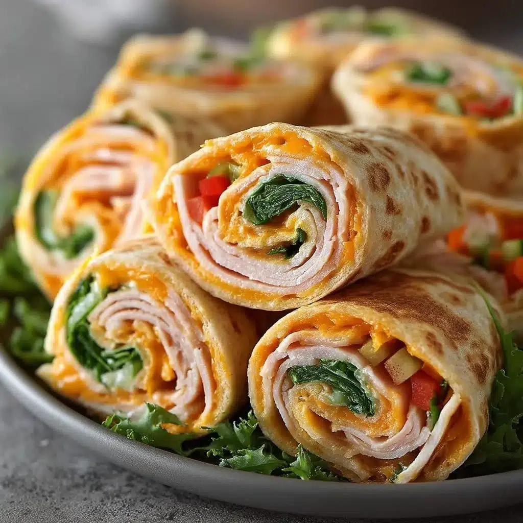 Delicious Turkey Cheddar Roll Ups filled with cheese and rolled for a perfect lunch