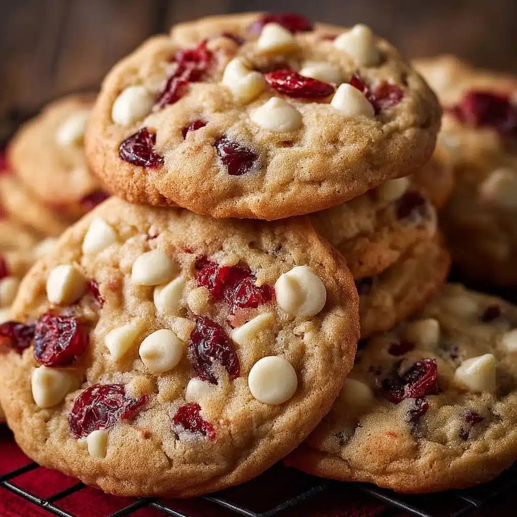 Delicious white chocolate cranberry cookies on a plate
