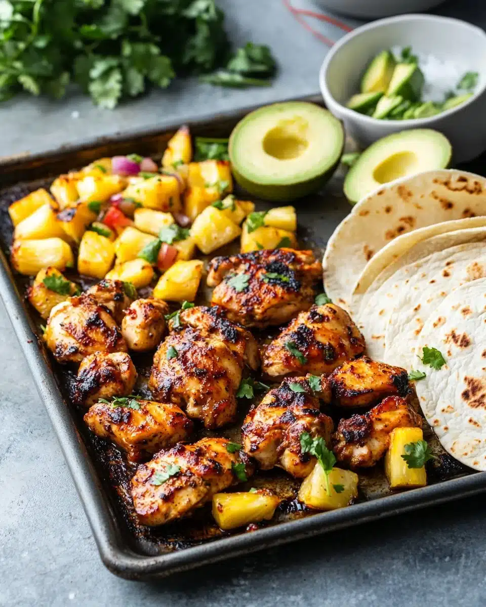 One Pan Chicken & Pineapple Tacos